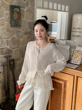 Frill See-through Wrap Skirt + Scrunchie Set (2color)