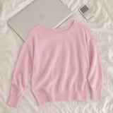 Unbalanced Shoulder Linen Long-Sleeved Knitwear T (4 colors) 
