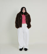 Rachel Two-Belt Detail Short Length Fur Jacket (Lining Quilted)