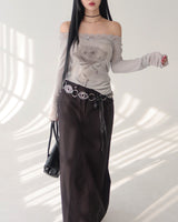 rose lace off-shoulder T-shirt
