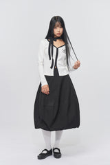 Logo Muffler V-neck Top White