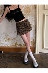 Leopard skinny pants mini skirt