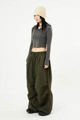 Balance incision ribbed crop hoodie