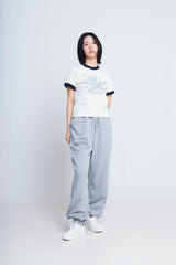 ユニバーサルプリント ½Tシャツ (ivory/navy)