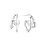 Duo Natural Freshwater Pearl Stud 925 Silver +Rhodium plating Earring E058-07H