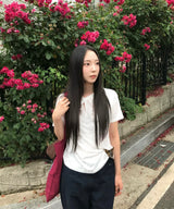 モダンスリットシャーリングTシャツ White