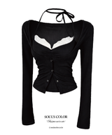 Lace Strap Shirring Snap Top (2color)