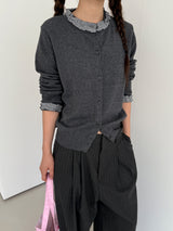 check frill cardigan 