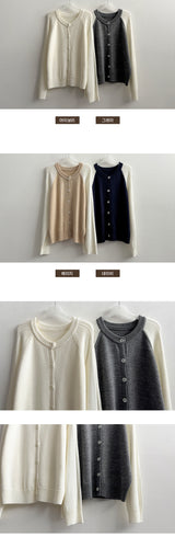 Dub Color Raglan Knit Cardigan