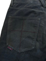 FLOCKED LIGHT HAND-BRUSHED FADED DISTRESSED COLOR-TOOTH ZIPPER HEM STRAIGHT-LEG JEANS