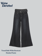 Trend Belt Wide Bootcut Denim Pants