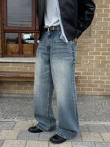 Double back pocket embossed denim pants