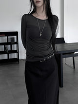 layered see-through long sleeve T (4color)
