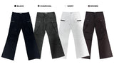 スチールジッパー カーゴコットン ロングワイドワークパンツ (4 colors)