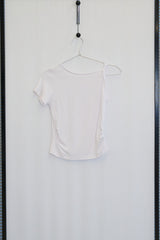 Asymmetric Twisted-Shoulder Top (White)