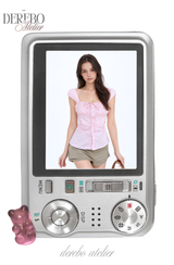pink sweet bustier sleeveless blouse
