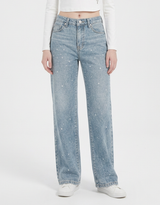 Celeste Glitter Hotfix Denim Pants Light Blue