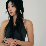 GARMENT DYING HALTER NECK SLEEVLESS (CHARCOAL GREY)