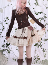 ROSE ISLAND オータムレースフローラルプリントコットンスカート