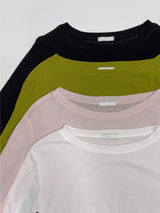 ボートネックテンセルシースルーTシャツ