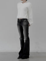 Angora Fur Crop Hooded Sweatshirt