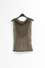 see-through hood sleeveless top(3colors)
