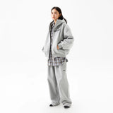 FMACM 24AW Throne Hand Printed Hooded Sweatshirt Gray Loose Silhouette Thick Jacket