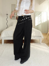 Pintuck Belted Wide Slacks