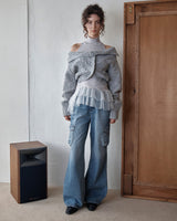 MUFFLER & TWO WAY CARDIGAN - MELANGE