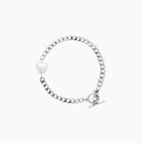 Heart Pearl Toggle Bar Bracelet