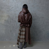 HIGH-GLOSS SCARF QUILTED JACKET
