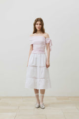RIA ONE-SHOULDER SHIRRING TOP / PALE LAVENDER