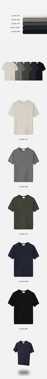 [MUSCLE FIT] ラグランゴルジスリムハーフtシャツ(5color)