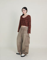 Square pocket balloon fit corduroy pants