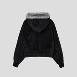 Fame Fleece Raccoon Fur Hooded Zip-Up