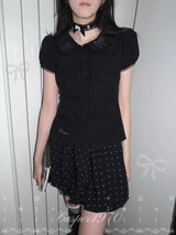 Black Puff Sleeve Blouse