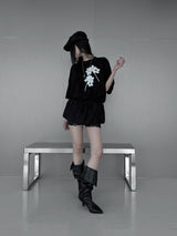 [unisex]フラワープリントオーバーフィット半袖Tシャツ (3color)