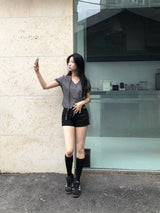 flat studded shorts