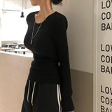 [BELLIDE MADE] Basic item, round rib long sleeve knit