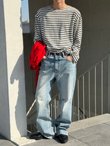 [Unisex] ストライプ ルーズフィット ロングスリーブ(7color)