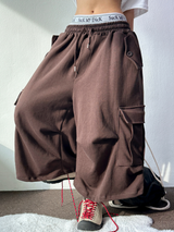 HIP LONG POCKET PARACHUTE CARGO BERMUDA 🤎🩶🖤🤍4COLOR