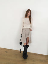 Stitch boat neck knit