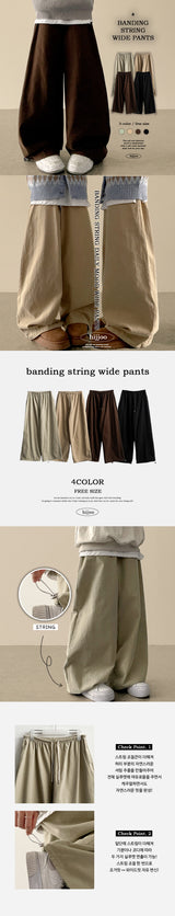 Moody deep color pitch tantan cotton banding wide pants