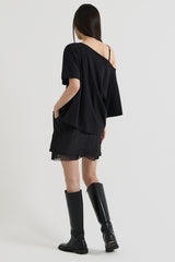 ワンショルダーTシャツ, Black