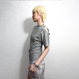 ASYMMETRIC DRAPED T-SHIRT: MELANGE