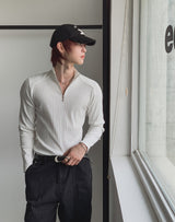 ジレオン ハーフジップ リブ ロングスリーブTシャツ