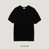 Veloa ribbed henley neck knit (4color)
