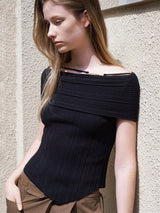 (T-7060)STRAP OFF SHOULDER KNIT