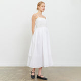 CAP SLEEVELESS SHIRRING LAYERED ONE PIECE WHITE