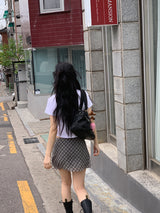 チェックシフォンミニスカート (4C)